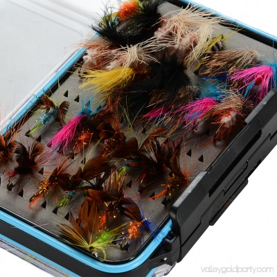 64Pcs Dry Flies Bass Salmon Trouts Flies Nymph and Streamer Fly Fishing flies Kit Waterproof Fly Box for Trout Fly Fishing Flies (same with picture)